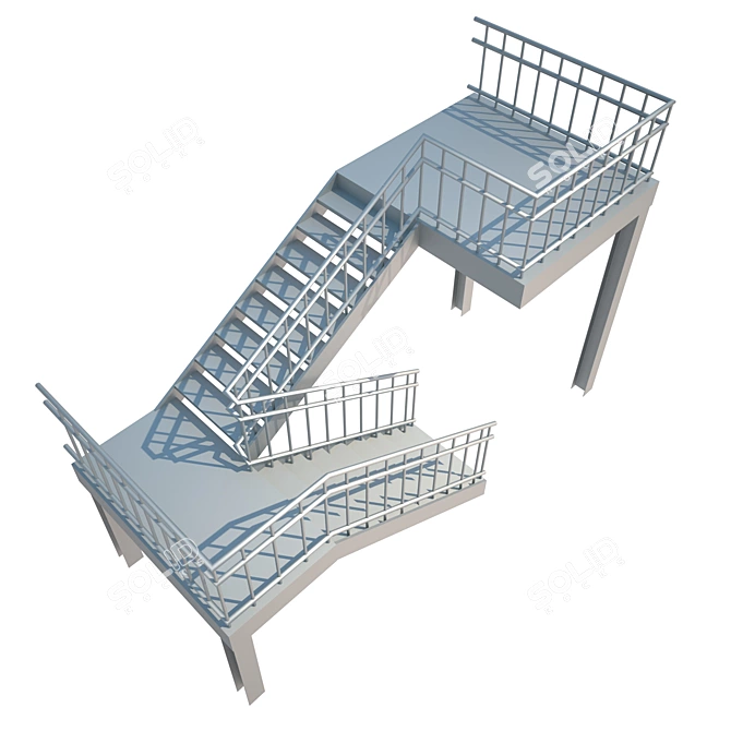 Metal Outdoor Staircase 3D model image 1