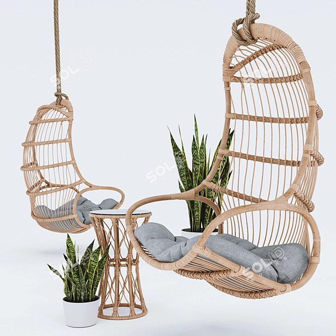 Vegetation Swing: Blucher Hanging Chair Set 3D model image 1