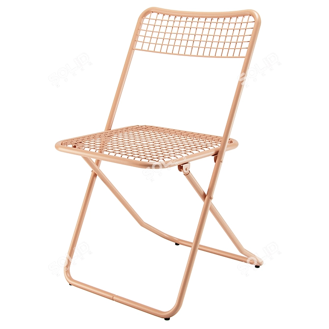 Retro Pink Foldable Chair 3D model image 1