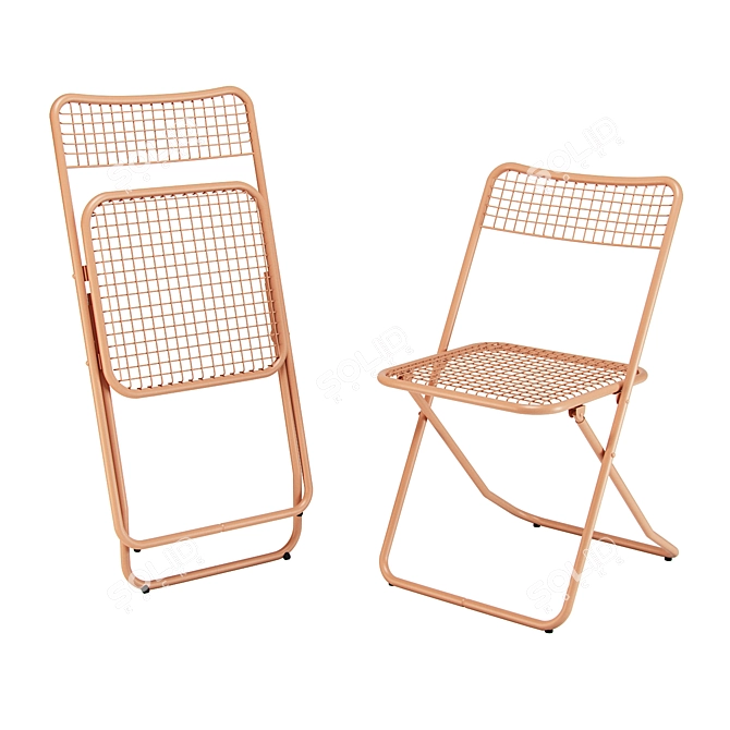 Retro Pink Foldable Chair 3D model image 3
