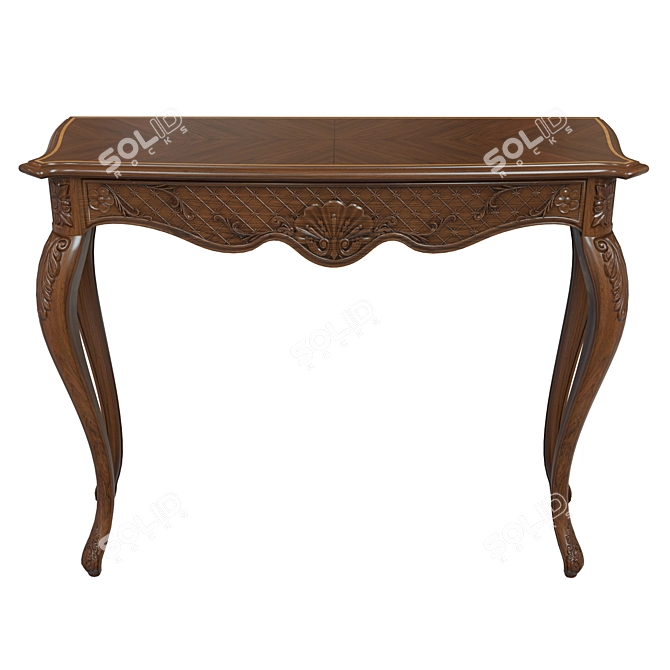 Classic Wood Console Table with Intricate Carving 3D model image 1