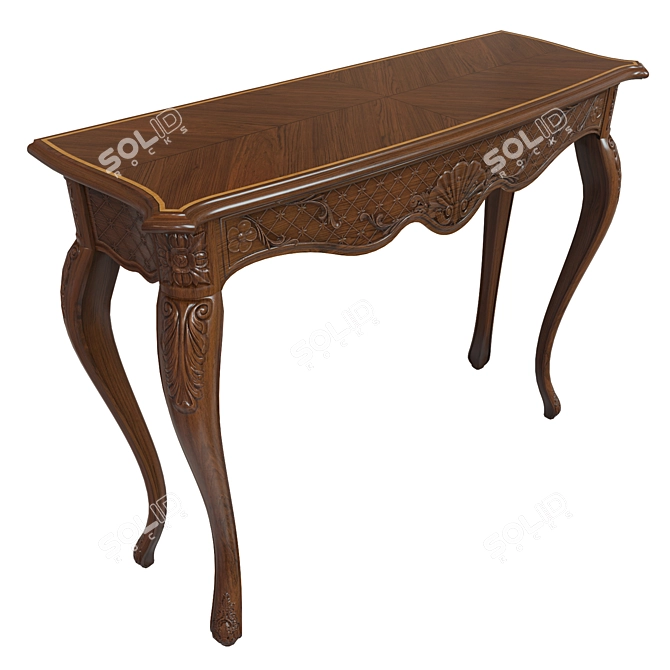 Classic Wood Console Table with Intricate Carving 3D model image 2