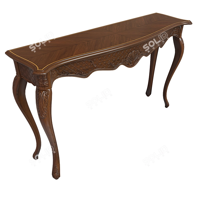 Classic Wood Console Table with Intricate Carving 3D model image 2