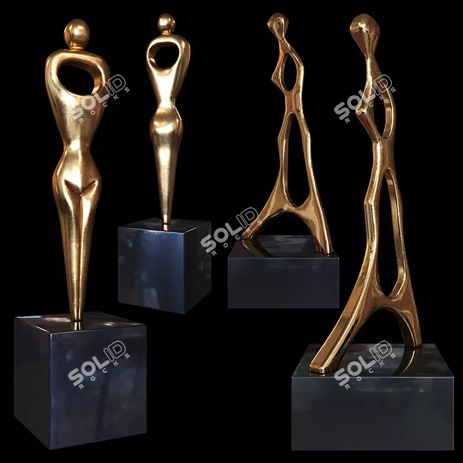 Bronze Abstract Sculpture by Alfredo Burlini 3D model image 1