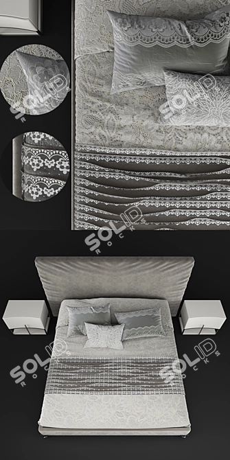 London Collection Contemporary Upholstered Bed 3D model image 2