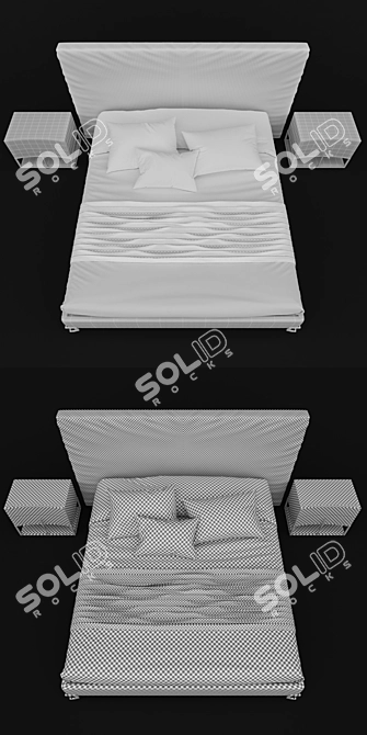 London Collection Contemporary Upholstered Bed 3D model image 3