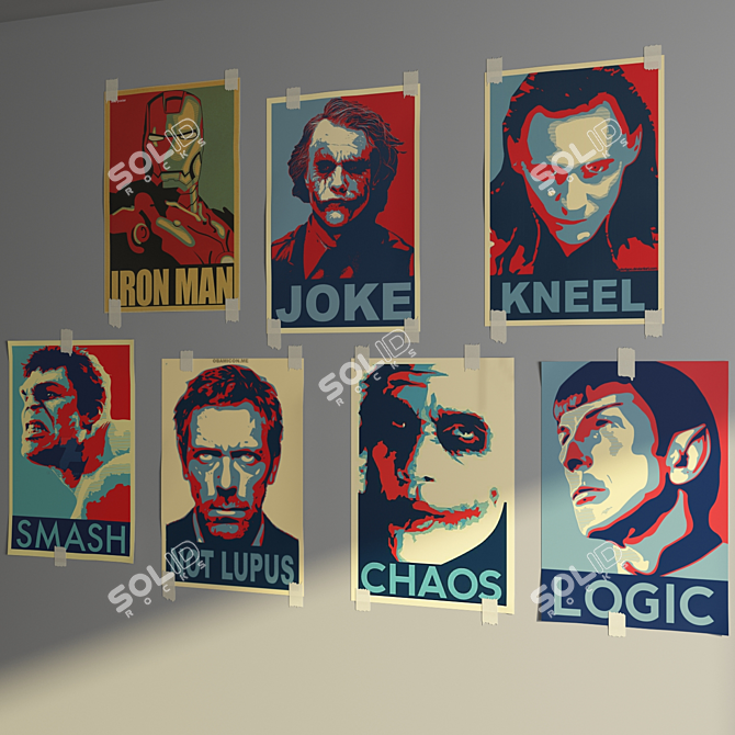 Stylish Set of Posters: 900x600 mm 3D model image 3