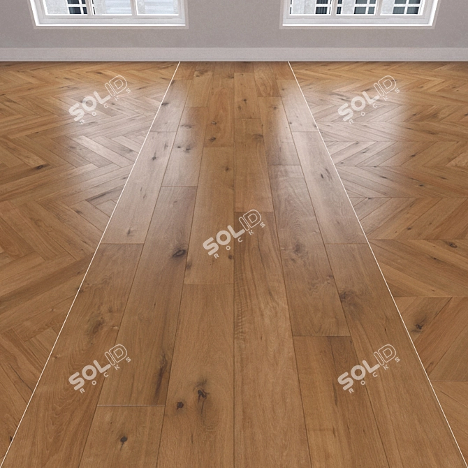 Parquet Oak Caramel: Herringbone, Linear, Chevron 3D model image 1