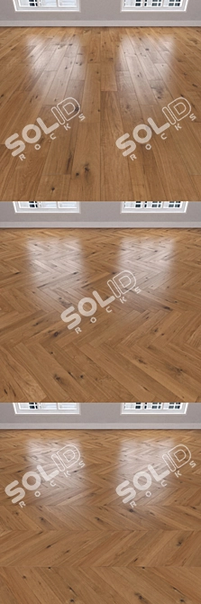 Parquet Oak Caramel: Herringbone, Linear, Chevron 3D model image 2