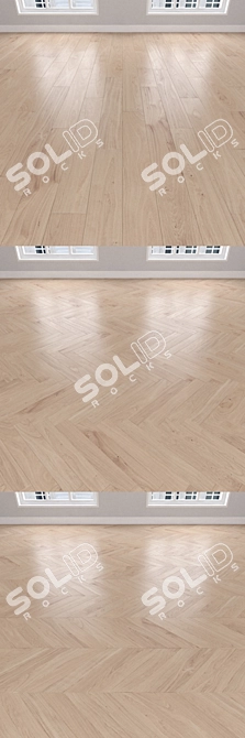 Cream Oak Parquet: Herringbone, Linear, Chevron 3D model image 2