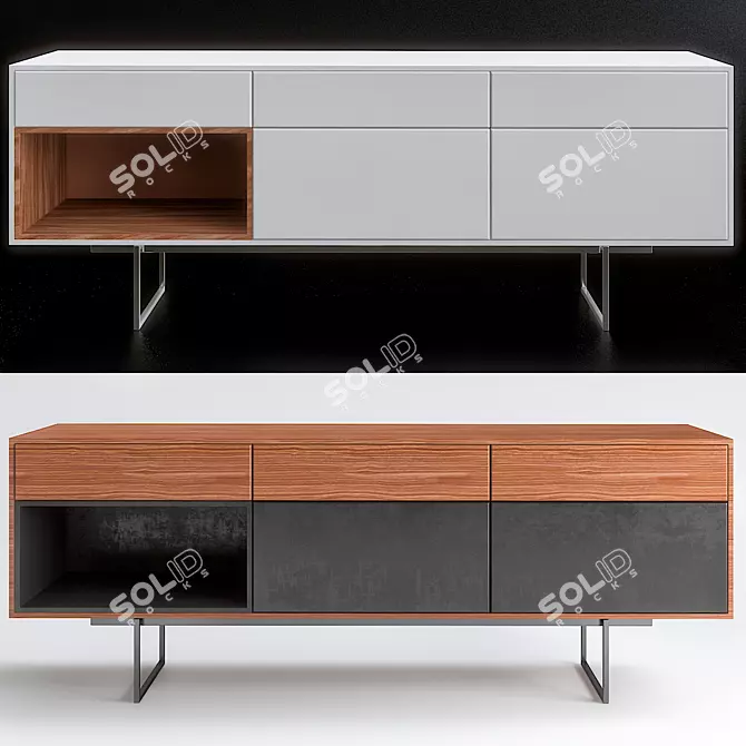 Modern Aura Credenza: Sleek Storage 3D model image 1