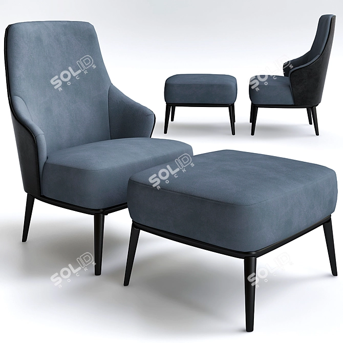 Elegant Iron Armchair: Aurora 3D model image 1