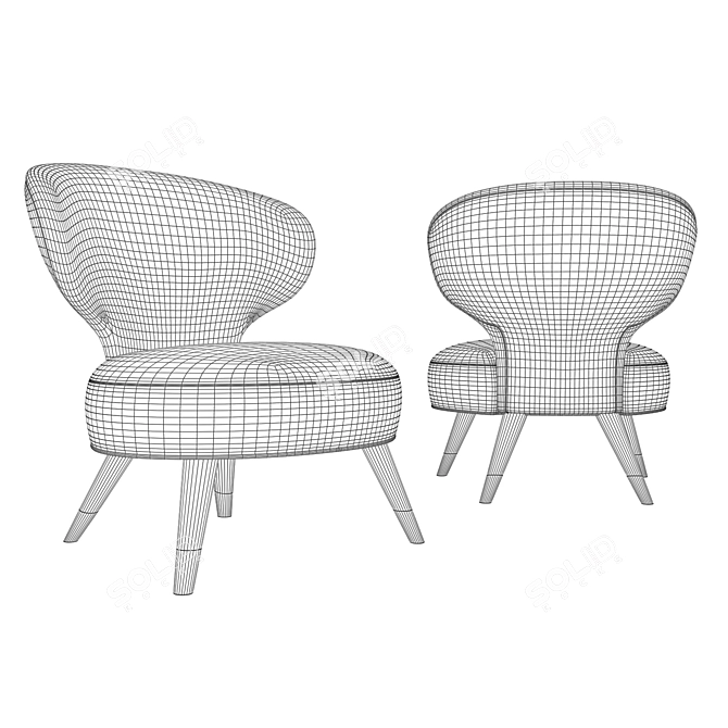 Elegant Wood Lounge Chair 3D model image 3