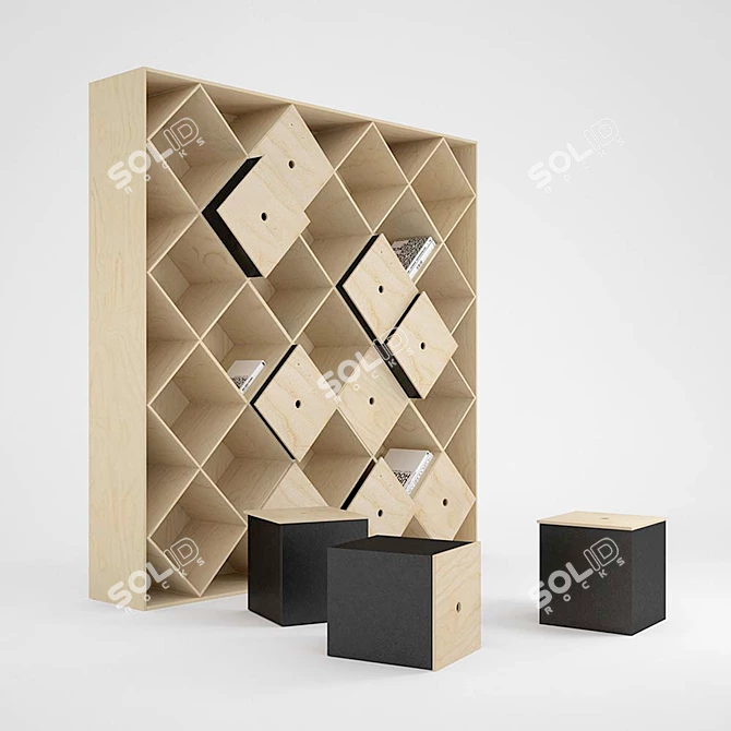 Modern Wooden Bookcase - 2013 Design 3D model image 1