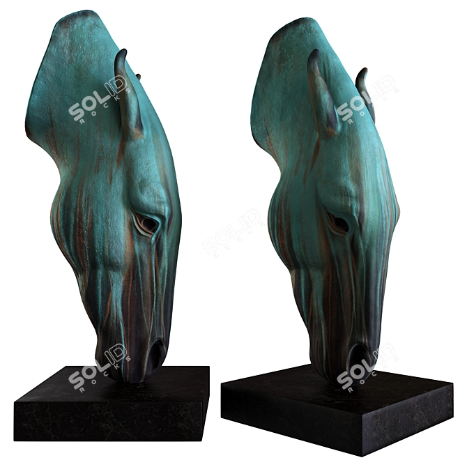 Serene Still Water Horse Statue 3D model image 1