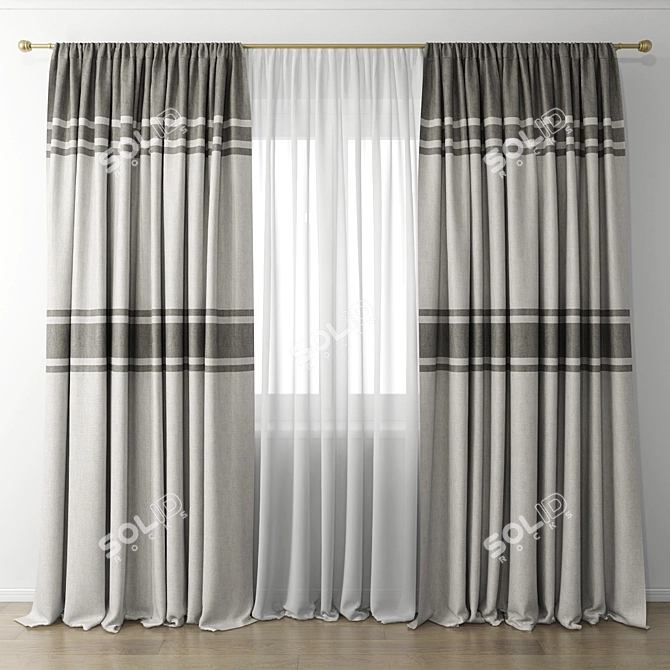 Elegance in Silk: Curtain 37 3D model image 1