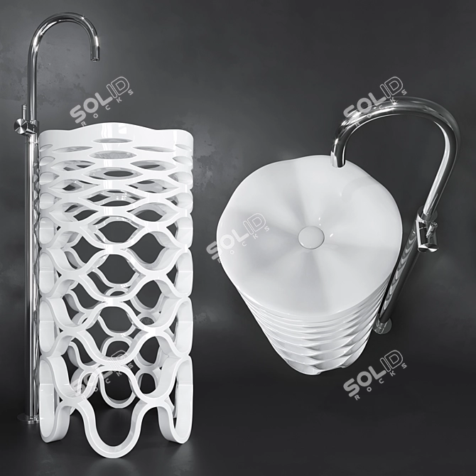 Elegant Contemporary Washbasin 3D model image 1