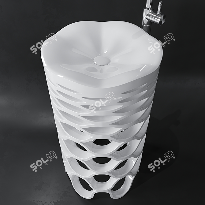 Elegant Contemporary Washbasin 3D model image 2