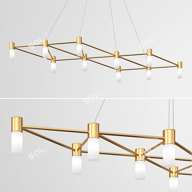 Sleek Matrix Chandelier: Modern Elegance 3D model image 1