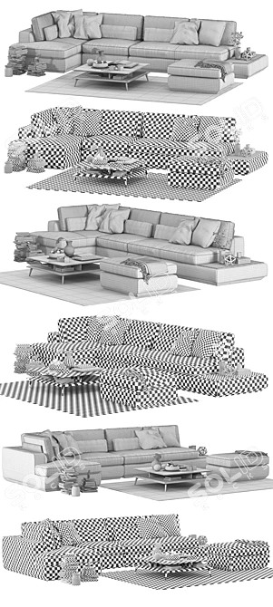 Title: Loman Ditre Italia Sofa Set 3D model image 3