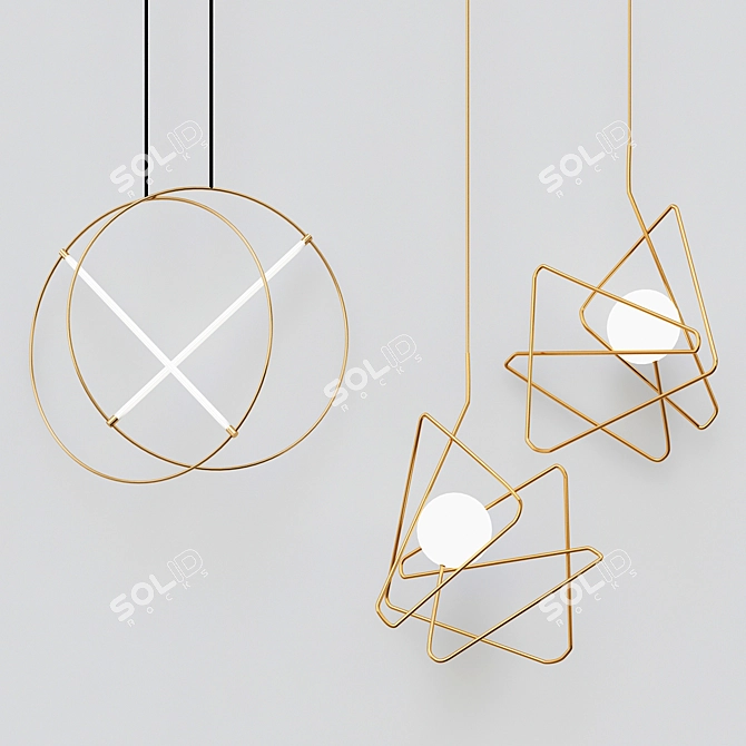 Modern Geometric Pendant Lights 3D model image 1