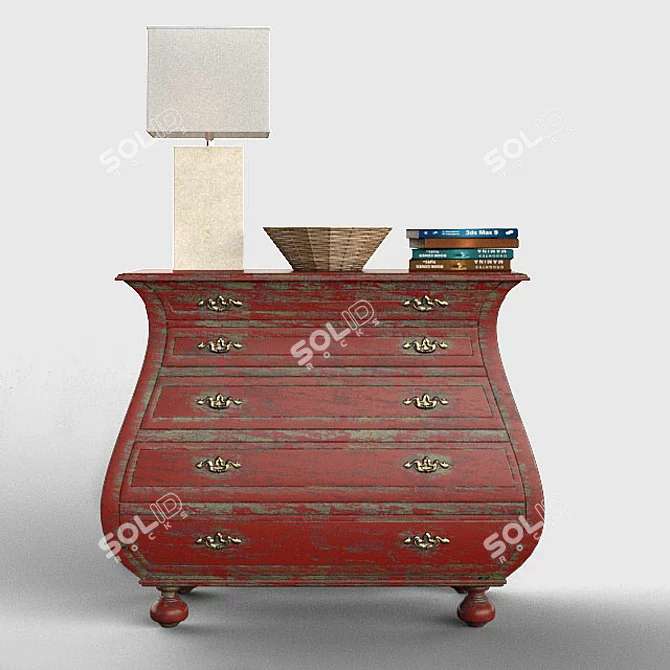 Vintage Bombe Chest: Elegant Storage Solution 3D model image 1