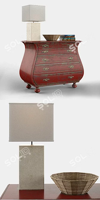 Vintage Bombe Chest: Elegant Storage Solution 3D model image 2