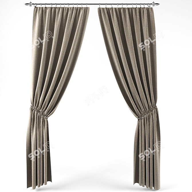 2-in-1 Curtain Combo: Stylish & Versatile 3D model image 1