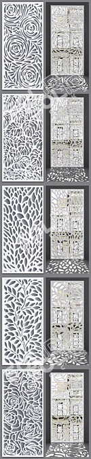 Elegant Plant Pattern Room Divider 3D model image 2