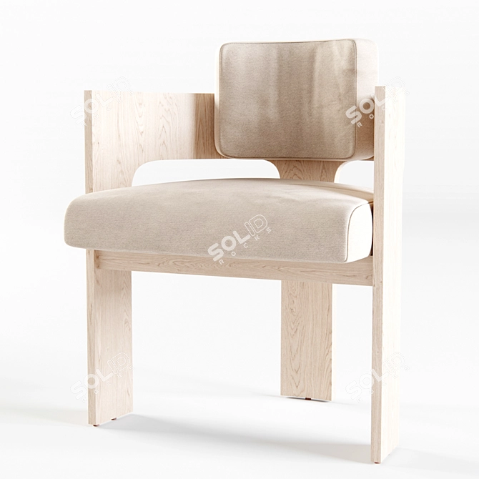 Elegant C Back Chair: 25x22.5x29 3D model image 1