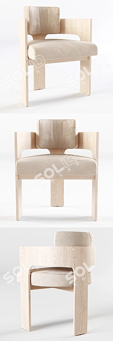 Elegant C Back Chair: 25x22.5x29 3D model image 2