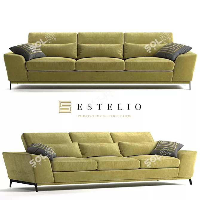 Estelio Boomer: Stylish 3 Seater Sofa 3D model image 1