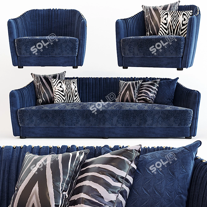 Roberto Cavalli Sharpei Sofa & Armchair Set 3D model image 1