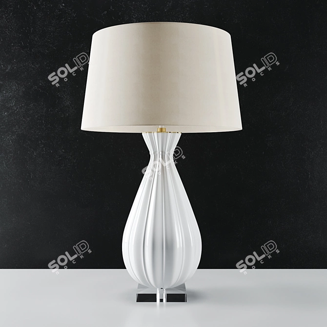 Elegant Treviso Lamp: White & Brass 3D model image 2