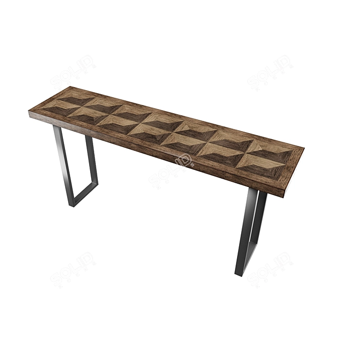 Elegant Oak & Bronze Console Table 3D model image 3