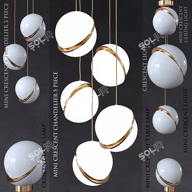 Modern Brass Acrylic Lights Set 3D model image 1