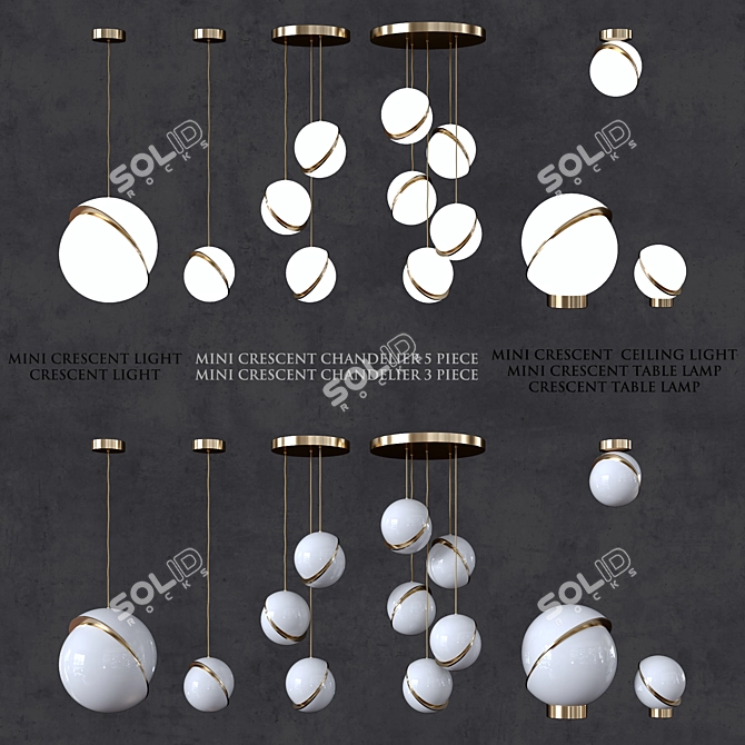 Modern Brass Acrylic Lights Set 3D model image 2