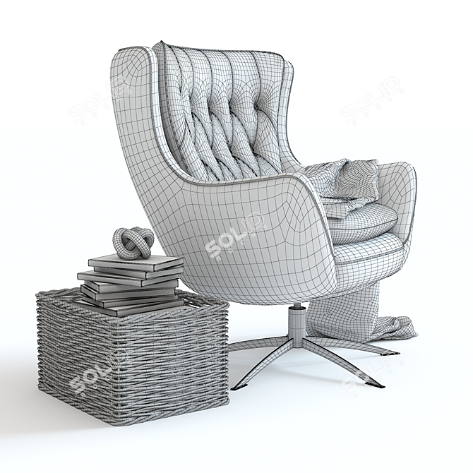 Elegant Wells Swivel Armchair 3D model image 2