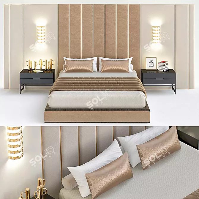 Regal Haven: Luxurious Bedroom 3D model image 1