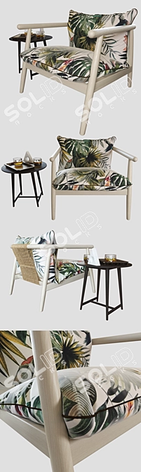 Colorful Lounge: Karin Chair & Tomo Table Set 3D model image 2