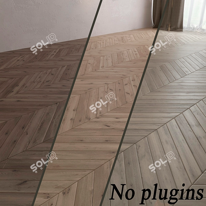 Elegant Chevron Oak Parquet Board 3D model image 1