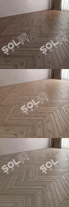 Elegant Chevron Oak Parquet Board 3D model image 2