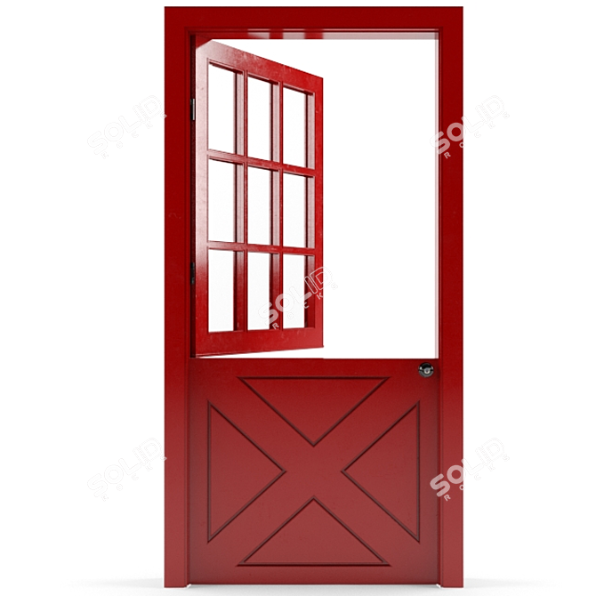 Elegant Scarlet Entry Door 3D model image 1