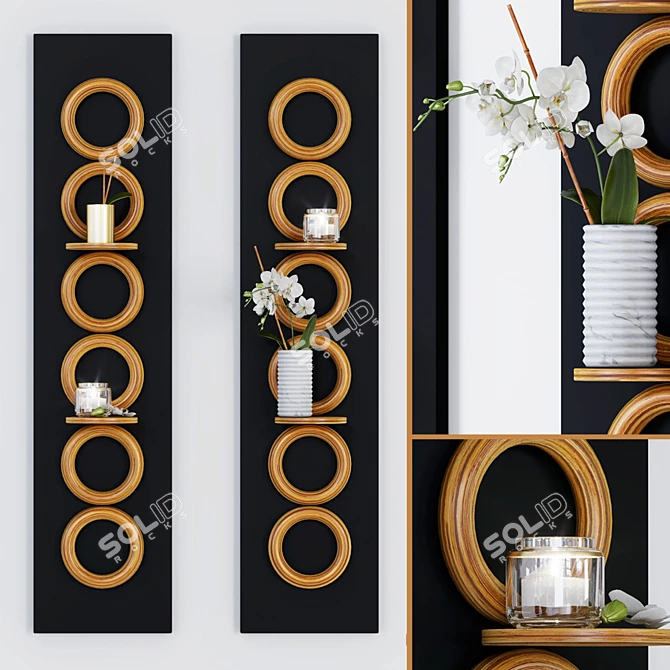 Bamboo Circle Shelf: Modern Wall Décor 3D model image 1