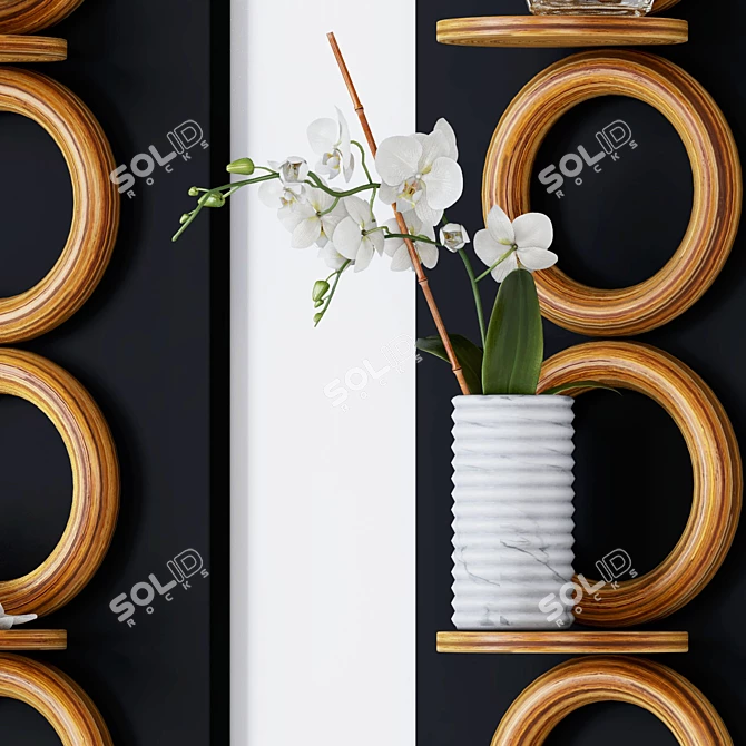 Bamboo Circle Shelf: Modern Wall Décor 3D model image 2