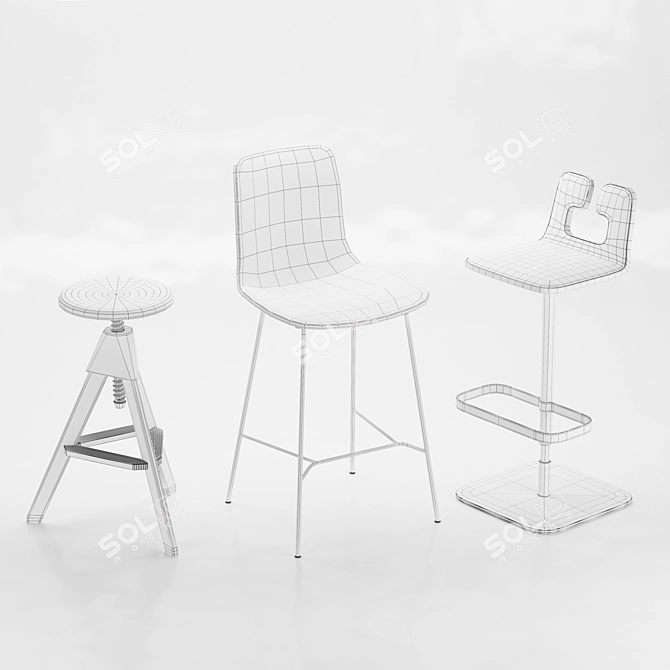  Modern Bar Stools: Tom & Jerry, Hal, ALO 3D model image 3