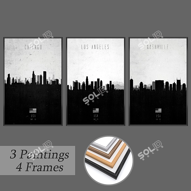 Artistic Wall Painting Set 3D model image 1