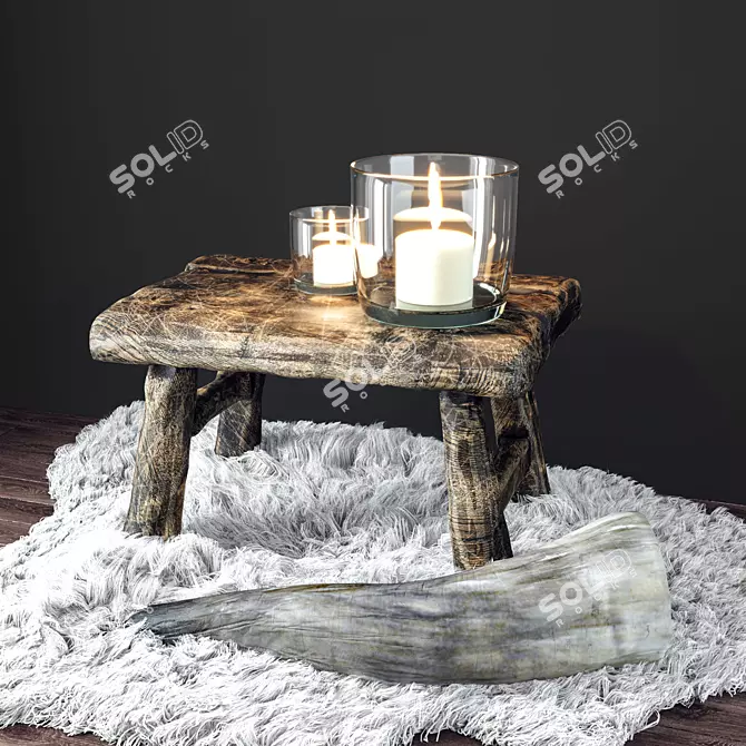 Rustic Wood Scented Candle 3D model image 1