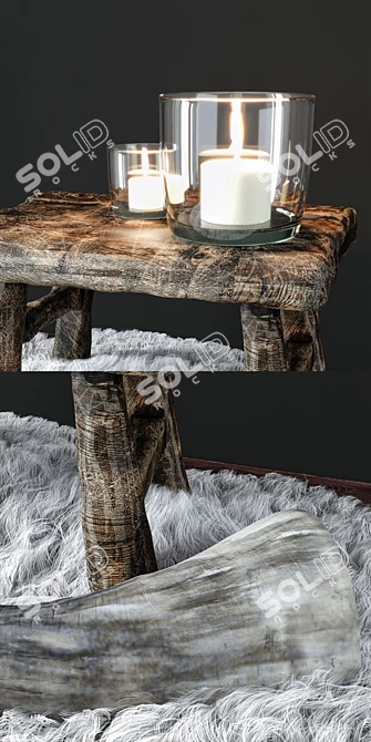 Rustic Wood Scented Candle 3D model image 2