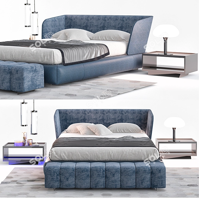 Elegant Minotti Bedroom 3D model image 1